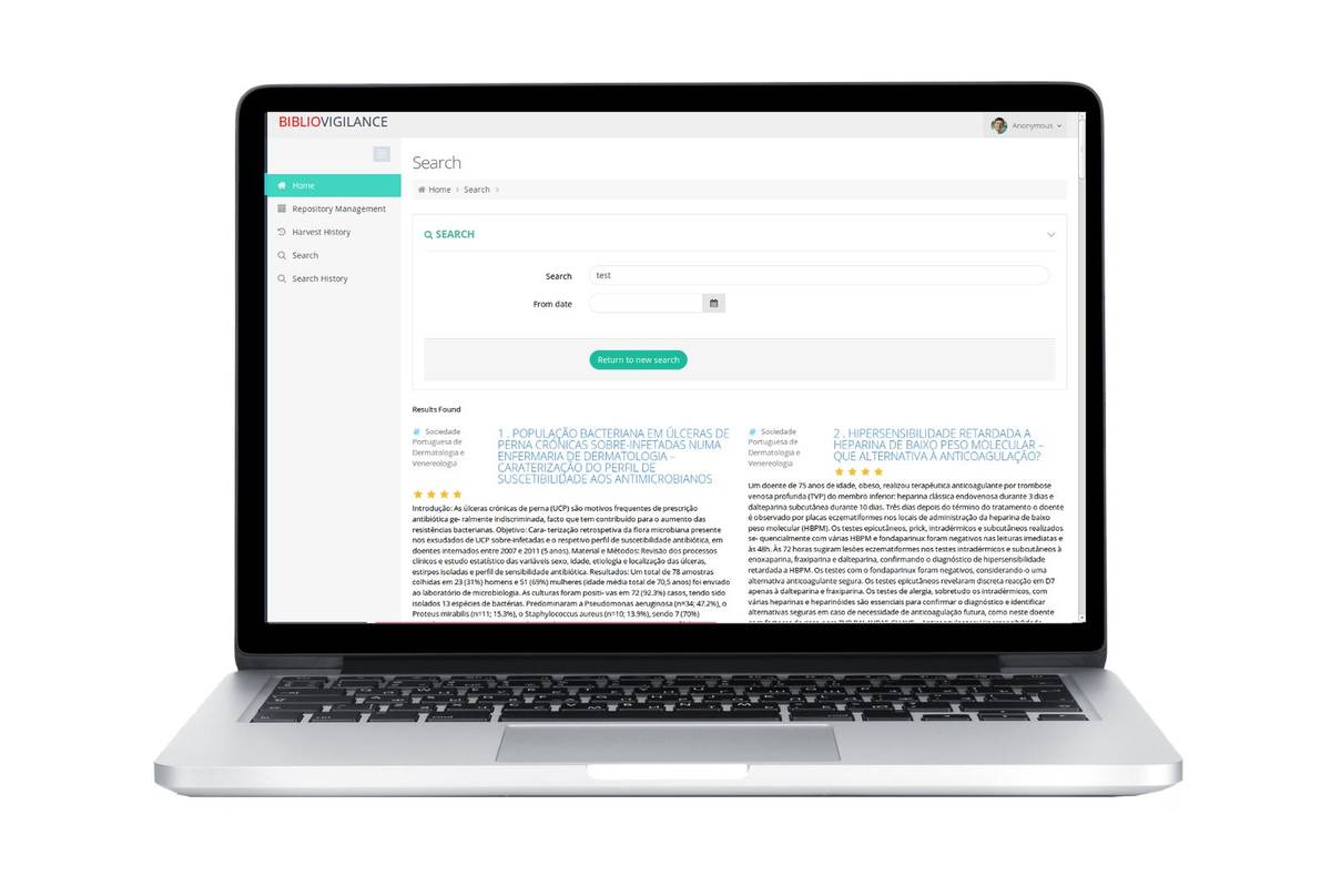 Bibliovigilance Literature Search Interface Display